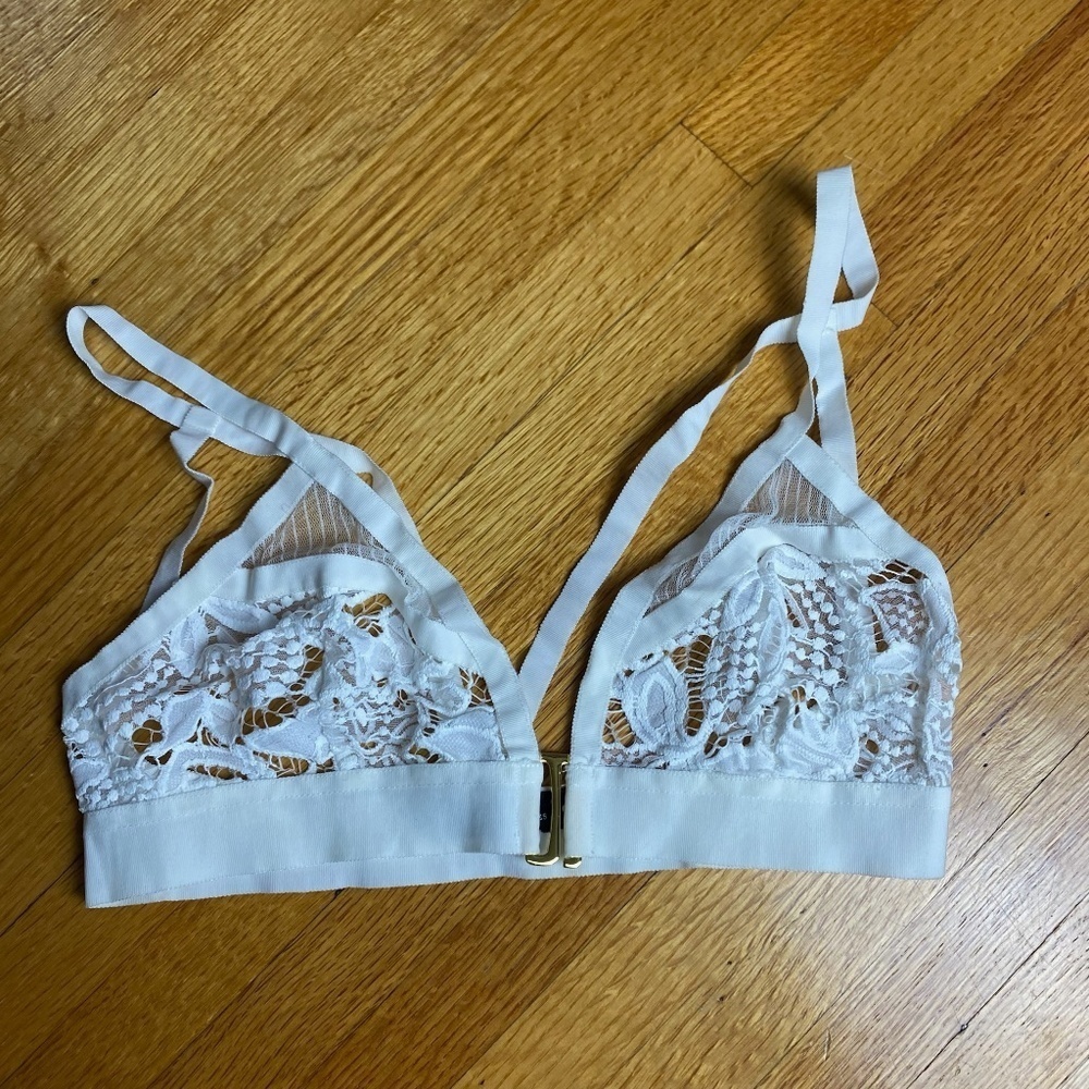 For Love and Lemons White Embroidered Bralette Sz S #45